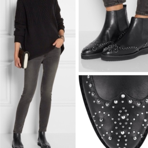MICHAEL KORS Sofie Studded Leather Chelsea Boots Black Size 8 - Picture 3 of 10